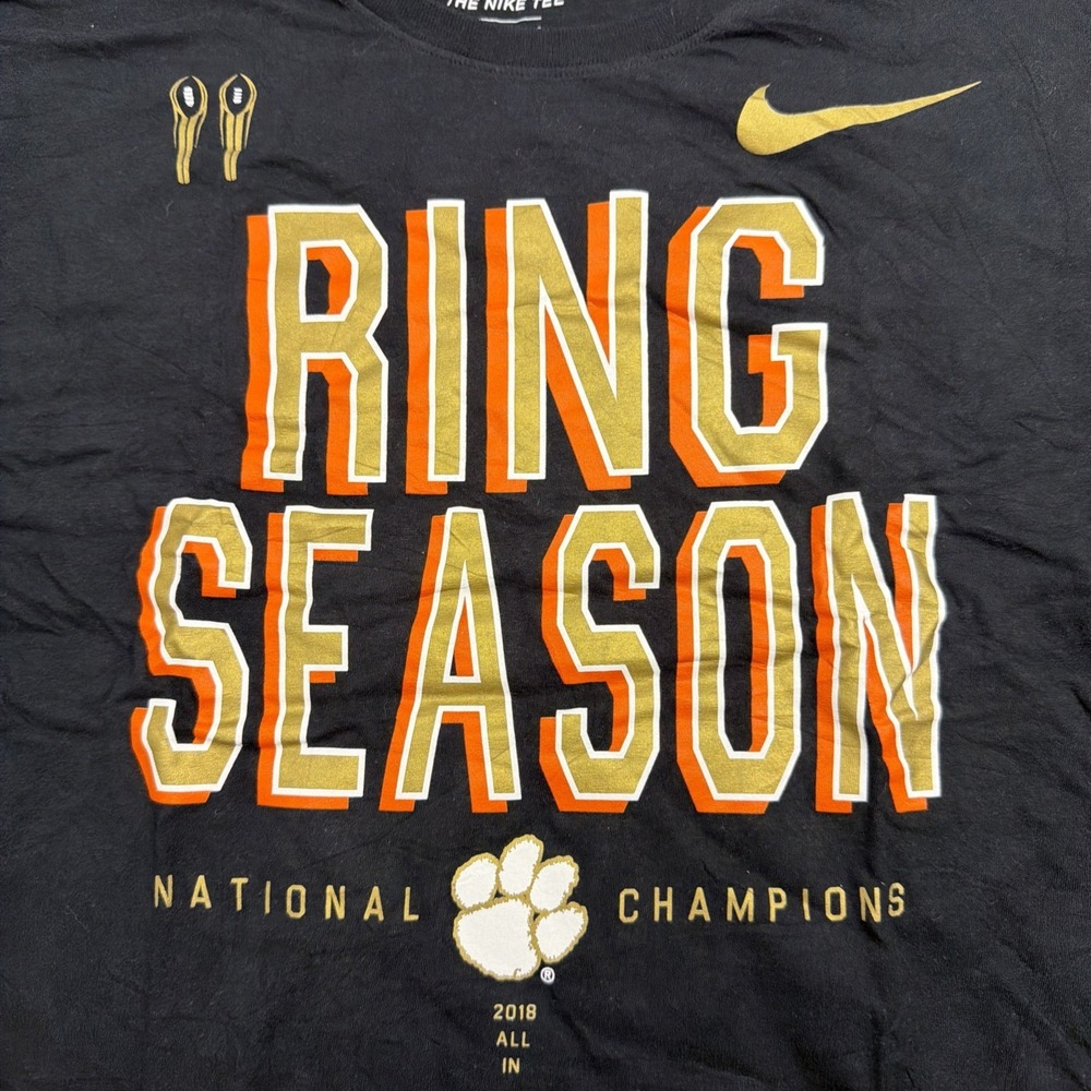 Nike Clemson Football 2018 National Champions Ring Season T Shirt L Athletic Cut - Picture 2 of 7